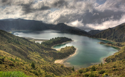 Crater lake at Lagoa do Fogo, Azores, Portugal. Flickr:Michael Caven 