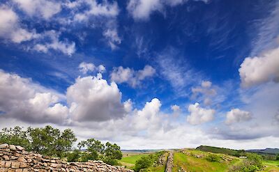 Hadrian's Wall and blue skies