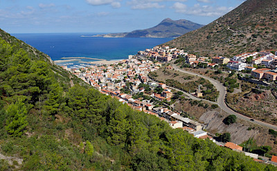 Coastal town of Buggerru at Capo Pecora, Costa Verde in Sardinia, Italy. 