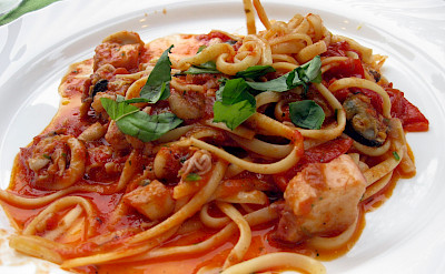 Seafood spaghetti in Sardinia, of course. Flickr:Alex Ranaldi