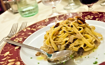 Pasta with truffles in Tuscany, Italy.