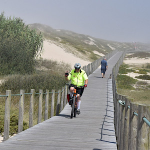 Just over the dunes is the north Atlantic Ocean. Some of these boardwalks were off-limits to cyclists, but this one was good.