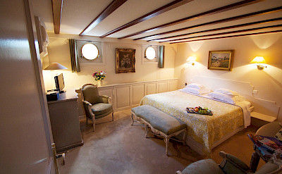 One of four identical cabins on the Aurora | Bike & Boat Tours