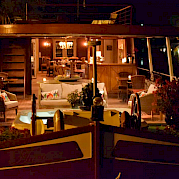 The covered jacuzzi deck on the Aurora | Bike & Boat Tours