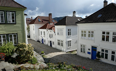 Quiet street in Bergen, Norway.