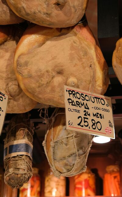 Parma ham for sale, Italy. Unsplash@Kseniia Zapiatkina