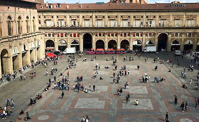 Square in Bologna from above, Italy. Unsplash@Maria Bobrova