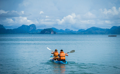 Kayaking on the Thailand Bike Tour.