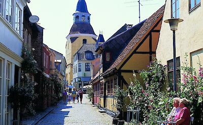 Street in Fåborg, Funen Island, Denmark.