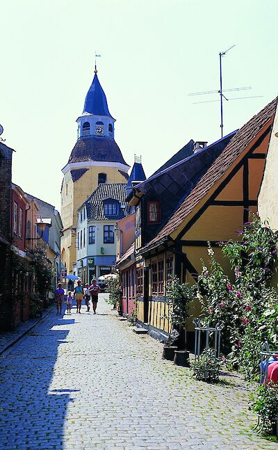 Street in Fåborg, Funen Island, Denmark.