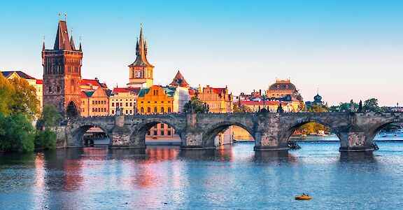 Scenic view on historical center of Prague, buildings and landmarks of old town, Prague, Czech Republic