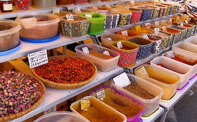 Spices for sale in Le Lavandou, France. Flickr:funkyflamenca