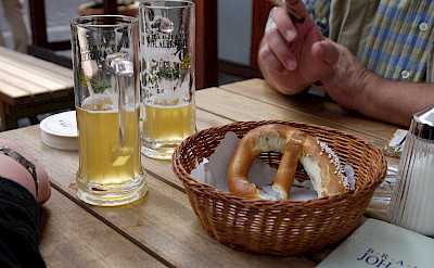 Beer and pretzels, common German treats. Flickr:yortw