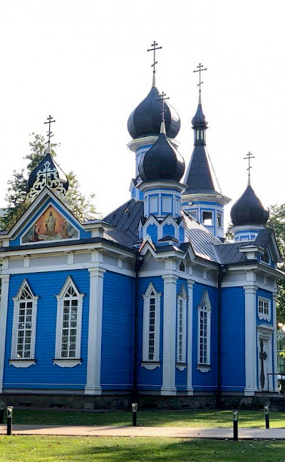Druskininkai Church on the Borderland of Lithuania, Poland, & Belarus Bike Tour.
