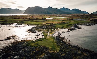 Golf course in Lofoten Archipelago in Norway.