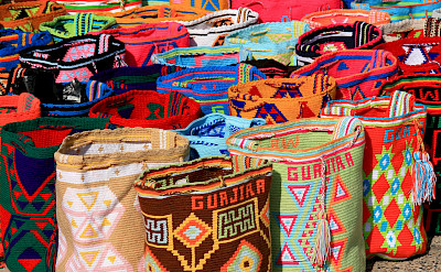 Wayuu handcrafted mochilas woolen bags for sale in Riohacha, Colombia. Flickr:Tanenhaus