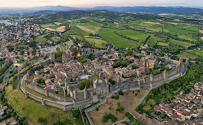 Carcassonne is the largest walled city in Europe. Part of the Canal du Midi tour in France. CC:Chensiyuan