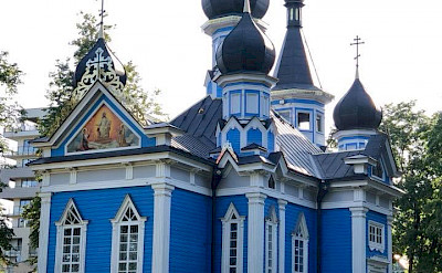 Druskininkai Church on the Borderland of Lithuania, Poland, & Belarus Bike Tour. 