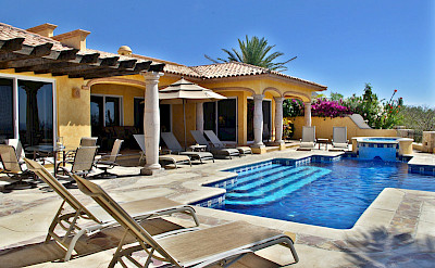Agave Azul Luxury Villa Rental In Cabo Del Sol Lifestyle Villas View Of Pool Area Towards House On Fairway L