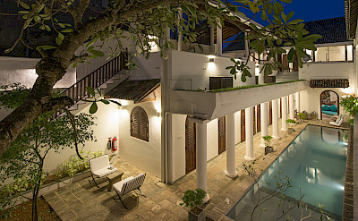 Ambassadors House Galle Pool Aerial At Night