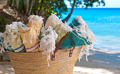 Cs Beach Towels In Basket Detail