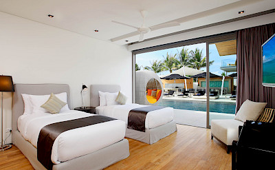 Villa Twin Bedroom View To Pool